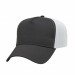 USA-made 5L Dark Gray-White Organic Twill baseball cap, 3q view, manufactured in Newark NJ