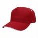 USA-made 5S Red-White Organic Twill baseball cap, 3q view, manufactured in Newark NJ