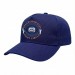 USA-made 5S Royal Blue Organic Twill baseball cap, decorated view, manufactured in Newark NJ