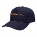 USA-made 5S Navy Organic Twill baseball cap, decorated view, manufactured in Newark NJ