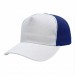 USA-made 5S White-Royal Blue Organic Twill baseball cap, 3q view, manufactured in Newark NJ