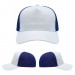 USA-made 5S White-Royal Blue Organic Twill baseball cap, virtual view, manufactured in Newark NJ