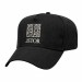 USA-made 5L Black Ripstop baseball cap, decorated view, manufactured in Newark NJ
