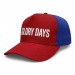 USA-made 5S Red-Royal Blue Ripstop baseball cap, decorated view, manufactured in Newark NJ