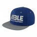 USA-made 6H Royal Blue-Light Gray Chino baseball cap, decorated view, manufactured in Newark NJ