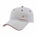USA-made 6L White-Red Chino baseball cap, decorated view, manufactured in Newark NJ
