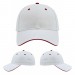 USA-made 6L White-Red Chino baseball cap, virtual view, manufactured in Newark NJ