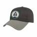 USA-made 6L Dark Gray-Light Gray Chino baseball cap, decorated view, manufactured in Newark NJ