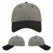 USA-made 6L Light Gray-Black Chino baseball cap, virtual view, manufactured in Newark NJ