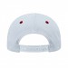 USA-made 6L White-Red Chino baseball cap, back view, manufactured in Newark NJ