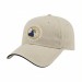 USA-made 6L Putty-Black Chino baseball cap, decorated view, manufactured in Newark NJ