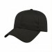 USA-made 6L Black Chino baseball cap, 3q view, manufactured in Newark NJ