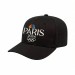 USA-made 6S Black Chino baseball cap, decorated view, manufactured in Newark NJ