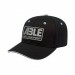 USA-made 6S Black-White Chino baseball cap, decorated view, manufactured in Newark NJ