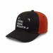 USA-made 6S Black-Orange Chino baseball cap, decorated view, manufactured in Newark NJ