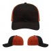USA-made 6S Black-Orange Chino baseball cap, virtual view, manufactured in Newark NJ