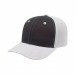 USA-made 6S Dark Gray-White Chino baseball cap, 3q view, manufactured in Newark NJ
