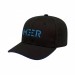 USA-made 6S Black-Royal Blue Chino baseball cap, decorated view, manufactured in Newark NJ