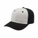 USA-made 6S White-Black Chino baseball cap, 3q view, manufactured in Newark NJ