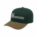 USA-made 6S Hunter Green-Khaki Chino baseball cap, decorated view, manufactured in Newark NJ