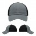 USA-made 6U Light Gray-Black Chino baseball cap, virtual view, manufactured in Newark NJ