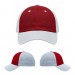 USA-made 6U Red-White Chino baseball cap, virtual view, manufactured in Newark NJ