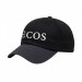 USA-made 6U Black-Dark Gray Chino baseball cap, decorated view, manufactured in Newark NJ