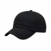 USA-made 6U Black Chino baseball cap, 3q view, manufactured in Newark NJ