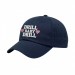 USA-made 6U Navy Chino baseball cap, decorated view, manufactured in Newark NJ