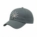 USA-made 6U Light Gray-Black Chino baseball cap, decorated view, manufactured in Newark NJ