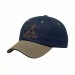 USA-made 6U Navy-Khaki Chino baseball cap, decorated view, manufactured in Newark NJ