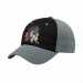 USA-made 6U Black-Light Gray Chino baseball cap, decorated view, manufactured in Newark NJ