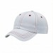 USA-made 6U White-Red Chino baseball cap, 3q view, manufactured in Newark NJ