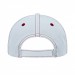 USA-made 6U White-Red Chino baseball cap, back view, manufactured in Newark NJ