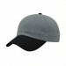 USA-made 6U Light Gray-Black Chino baseball cap, 3q view, manufactured in Newark NJ