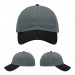 USA-made 6U Light Gray-Black Chino baseball cap, virtual view, manufactured in Newark NJ