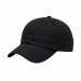 USA-made 6U Black Chino baseball cap, 3q view, manufactured in Newark NJ
