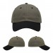 USA-made 6U Khaki-Black Chino baseball cap, virtual view, manufactured in Newark NJ