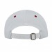 USA-made 6U White-Red Chino baseball cap, back view, manufactured in Newark NJ