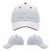 USA-made 6U White-Red Chino baseball cap, virtual view, manufactured in Newark NJ
