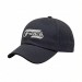 USA-made 6U Dark Gray-Black Chino baseball cap, decorated view, manufactured in Newark NJ