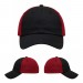USA-made 6U Black-Red Chino baseball cap, virtual view, manufactured in Newark NJ