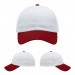 USA-made 6U White-Red Chino baseball cap, virtual view, manufactured in Newark NJ