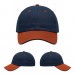 USA-made 6U Navy-Orange Chino baseball cap, virtual view, manufactured in Newark NJ
