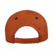 USA-made 6U Black-Orange Chino baseball cap, back view, manufactured in Newark NJ