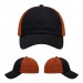 USA-made 6U Black-Orange Chino baseball cap, virtual view, manufactured in Newark NJ