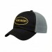 USA-made 6U Black-Light Gray Chino baseball cap, decorated view, manufactured in Newark NJ