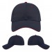 USA-made 6L Navy-Red Brushed Denim baseball cap, virtual view, manufactured in Newark NJ