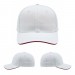 USA-made 6S White-Red Brushed Denim baseball cap, virtual view, manufactured in Newark NJ