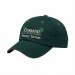 USA-made 6U Hunter Green-Khaki Brushed Denim baseball cap, decorated view, manufactured in Newark NJ